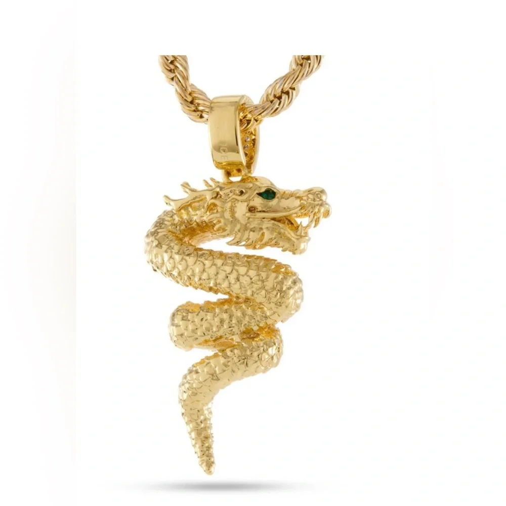 King Ice Double Dragon Bling Necklace - NEW IN BOX